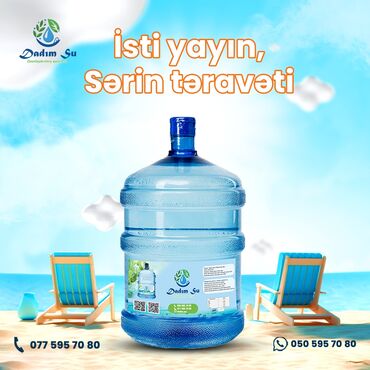 Turşular: Dadım Su markasına aid mavi rəngli, 19 litrlik su balonları, gündəlik
