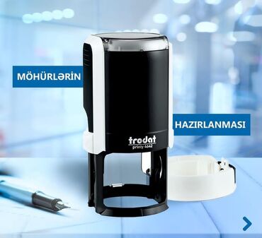 Reklam, çap: Möhürlərin hazırlanması və poliqrafiya blankları Təsvir: - Trodat