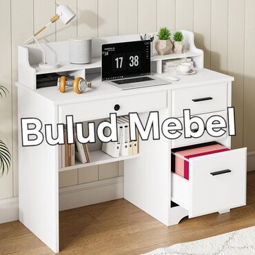 Sifarişlə yazı masaları: Dördbucaq masa, Stulsuz, Polkalı, Siyirməsiz, Türkiyə, Mat laminat — 21