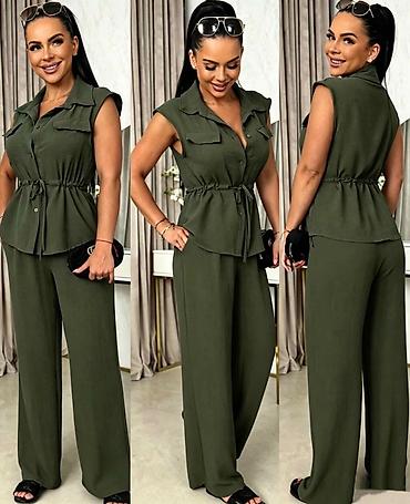 versace helanke: Dvodelniženski komplet – košulja bez rukava + široke pantalone 2550 — 4
