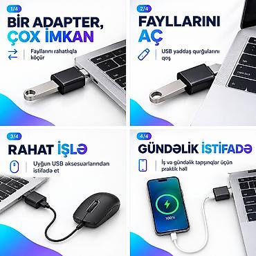 printee: USB-A → USB-C adapter - Bir adapter, çox imkan: USB-A qurğularını — 1