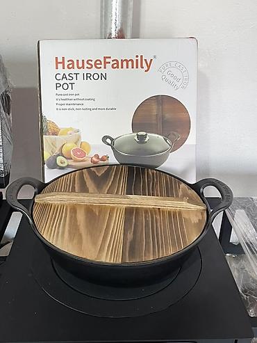 Кухонные принадлежности: Чугунная кастрюля HauseFamily (Cast Iron Pot) Литражы 15л,12л,7л,6.5л — 1