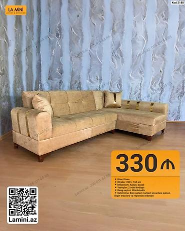 Диваны: LA MINI künc divan - Ölçülər: 260 × 160 sm - Mexanizm: Açılan, bazalı — 1