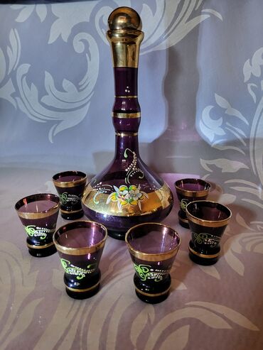 Staro posuđe i escajg: Murano servis za zestoko pice duvano staklo 1950g+. Servis za zestoko — 6