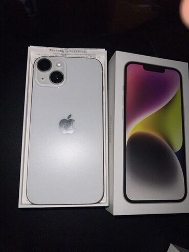 Apple iPhone: IPhone 14, Колдонулган, 256 ГБ, Старлайт, Кабель, 98 %