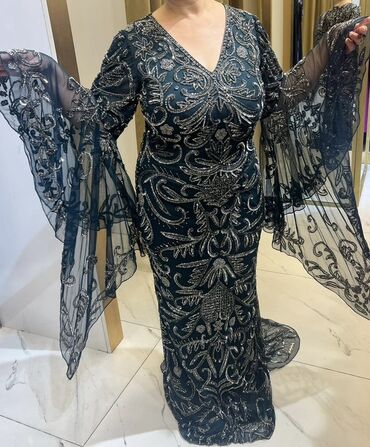 Ziyafət donları: Qaraya çalan yaşıl rəngli, uzun ziyafət/libas - Material: şəffaf — 13