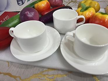 Qab-qacaq və mətbəx ləvazimatları: Çay dəsti, rəng - Ağ, Keramika, 3 nəfərlik — 2