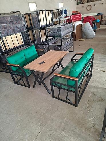həyət mebeli: Metal karkaslı oturma dəsti – restoran, kafe, teras və bağ məkanları — 3