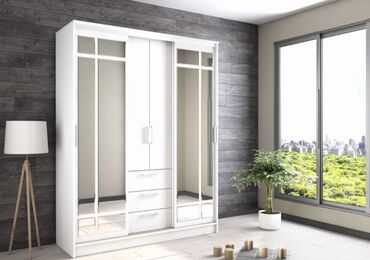 Шкафы для одежды: Шкаф для одежды, Новый, Прямой, МДФ — 10