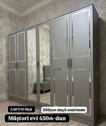 Geniş yataq otağı dolabı - Ölçü: 2.40 × 2 × 47 (sm) - Rəng: boz