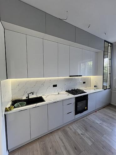 silver kitchen: Кухонный набор на заказ, МДФ с плёнкой ПВХ, По договорённости, Бесплатная доставка, Дизайн, проект — 2