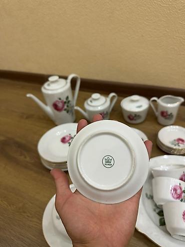 маслёнка: Фарфоровый чайно кофейный сервиз KAHLA (Германия/ГДР), белый фарфор с — 3