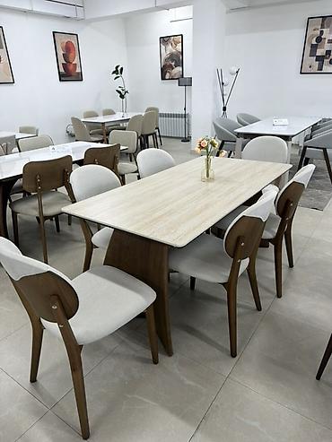 study table: Обеденный комплект: стол + стулья в современном сканди-стиле - Стол — 4
