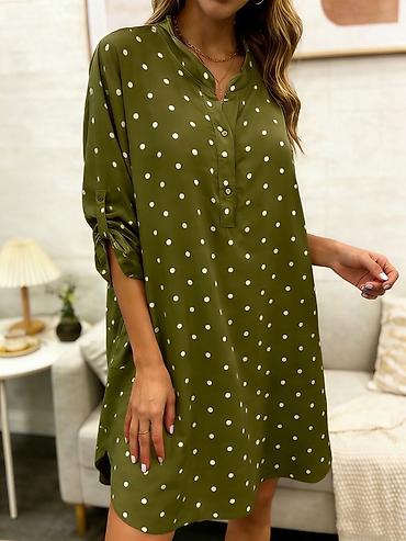 Haljine: Haljina-košulja sa tufnama - Model: ležerna A-linija, dužina iznad — 6