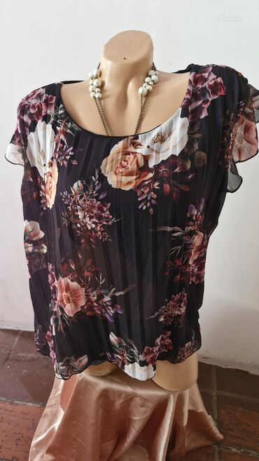 lanene košulje ženske: XL (EU 42), Floral, color - Black