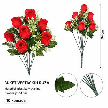 KMT 10 komada cvet sa štipaljkom 8 – buket veštačkih ruža - Set: 10
