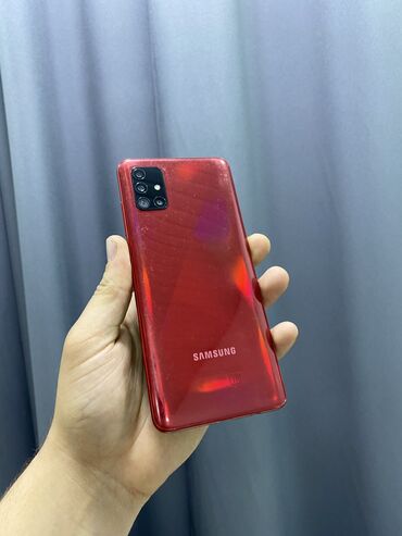 Samsung: Samsung Galaxy A51, 128 GB, rəng - Qırmızı, Zəmanət, Barmaq izi, İki sim kartlı