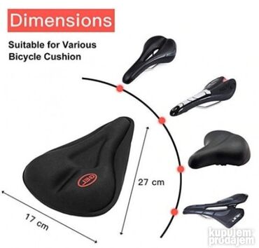 Dodaci za bicikl: NOVO Antibakterijska navlaka punjena gelom za sediste za bicikl, CRNE — 3