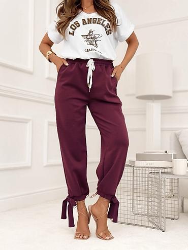 Pantalone: 💫Ženske ležerne pantalone sa vezivanjem na nogavicama - Kroj: ravne — 4