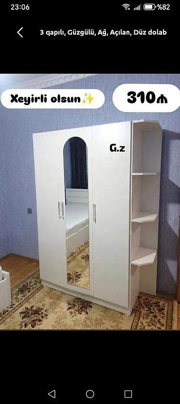 it sekilleri: Yeni, 3 qapılı, Güzgülü, Ağ, Açılan, Düz dolab — 1