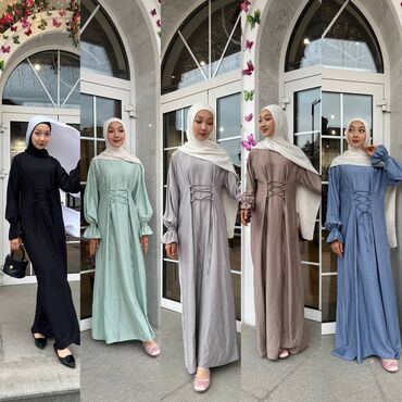 мусульманская платья: Күнүмдүк көйнөк, Made in KG, Жай, Узун модель, Зыгыр