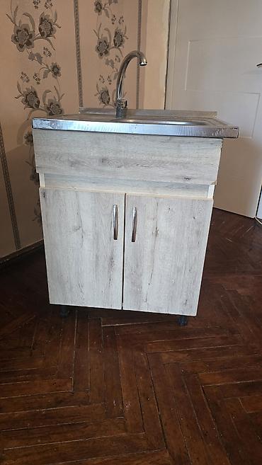 tek oturacaq: Mətbəx lavabo dolabı – paslanmayan polad lavabo və qarışdırıcı kranla — 1