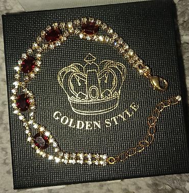 золото комплект: Набор украшений Golden Style с красными камнями, бижутерия — 3