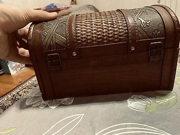 interyer: Dekorativ taxta sandıq-kassa - Material: ağac gövdə, üst hissədə — 3