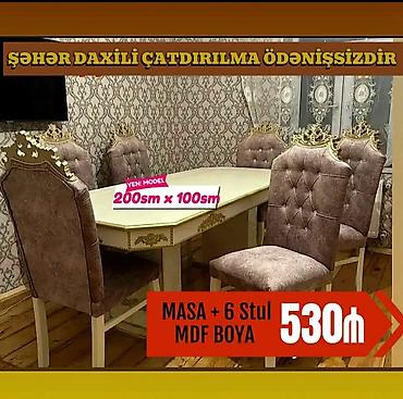 l masalar: Qonaq otağı üçün, Yeni, Açılmayan, Dördbucaq masa, 6 stul — 1