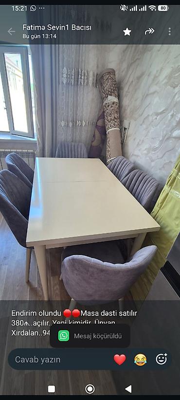 Endirim olundu 🛑🛑Masa dəsti satılır 380₼. açılır. Yeni kimidir. Ünvan
