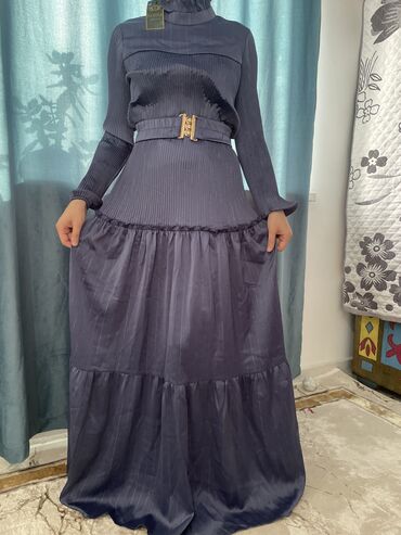 джинсы mom: Күнүмдүк көйнөк, Made in KG, Жай, Узун модель, Атлас, Комбинация-көйнөгү