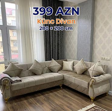 Divanlar: Künc Divan – 260 × 160 sm - Modellər: boz, açıq bej, qırmızı və digər — 19