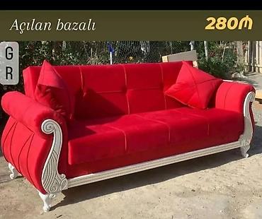 Divanlar: Qırmızı məxməri açılan-bazalı divan - Geniş oturacaq hissəsi və — 1