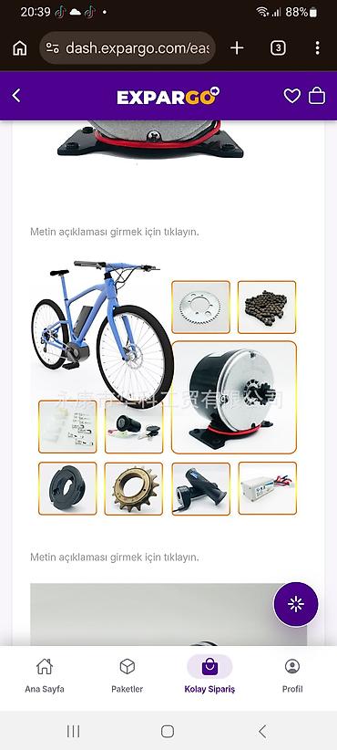 Velosiped ehtiyat hissələri: Velosiped üçün elektrik çevirmə dəsti (e-bike conversion kit). Dəstə — 1