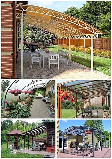 Навесы: Навес, Арочный, Металл, Поликарбонат, Установка — 5