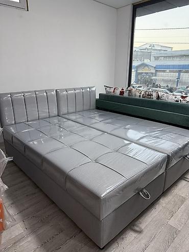 газлифты: Двуспальная кровать с подъемным механизмом и мягким изголовьем - — 5