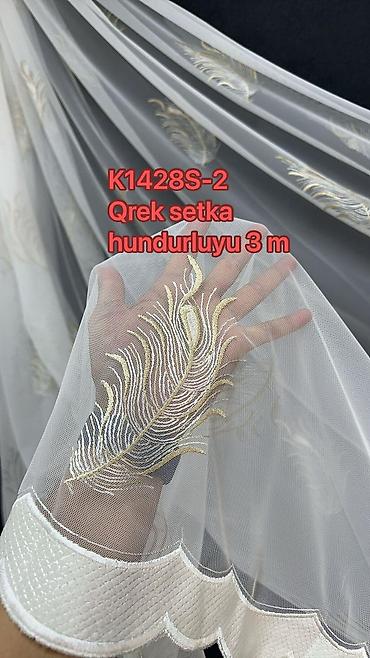 ipək parca: Tül pərdə – model 0093 seriyası - Material: incə, işıqlı tull (yarı — 5