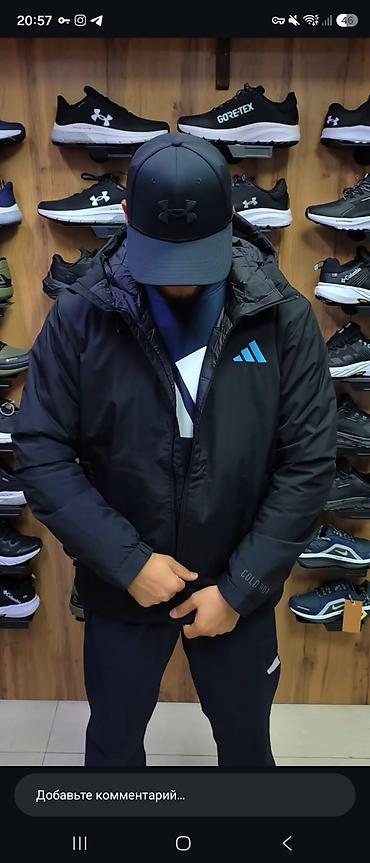 рубашка с капюшоном мужская: Мужская куртка, M, Adidas, Новый, цвет - Черный, Бесплатная доставка — 4