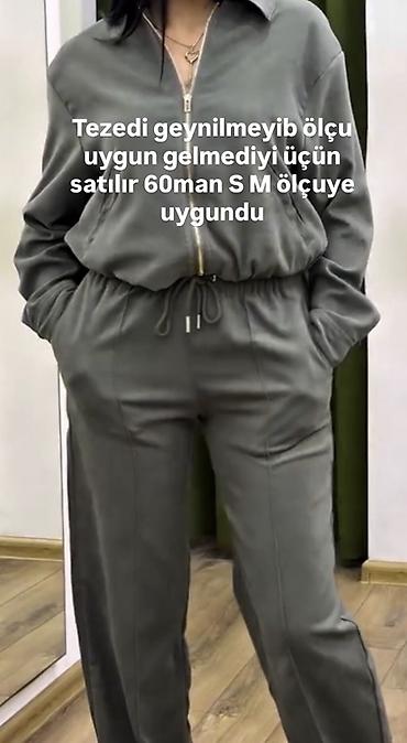İdman geyimləri: Qadın idman dəsti – iki hissəli - Rəng: tünd boz/xa ki - Üst — 1
