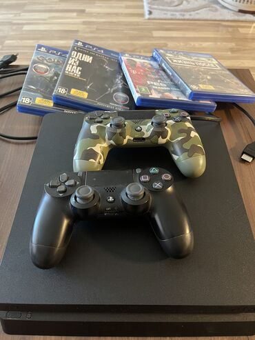 PS4 (Sony Playstation 4): Playstation 4 slim 1tb (acilmayib)
+ 4 oyun diski