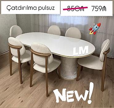 masa plastik: Qonaq otağı üçün, Yeni, Açılmayan, Oval masa, 6 stul — 1