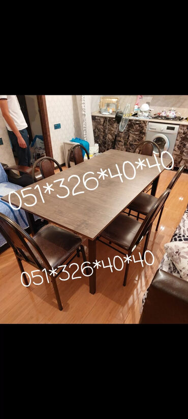 Masa və oturacaq dəstləri: Qonaq otağı üçün, Yeni, Açılan, Dördbucaq masa, 4 stul -da lalafo.az — 7 Masa və oturacaq dəstləri: Qonaq otağı üçün, Yeni, Açılan, Dördbucaq masa, 4 stul — 7