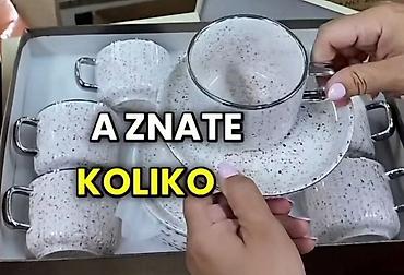 laboratorijsko staklo: Set šoljica za kafu/čaj sa tacnama, u elegantnom svetlom dezenu sa — 1