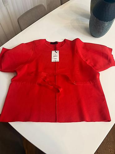 cins walvar: Qırmızı qısaqol bluz/top - Brend: ZARA (etiket üzərində) - Rəng — 3