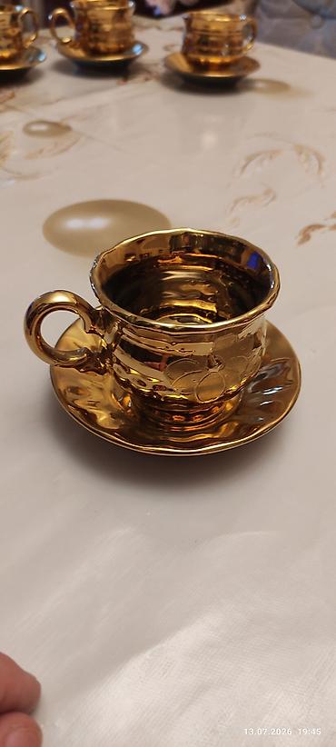 qızıl balıq: Çay dəsti, rəng - Qızılı, Keramika — 6
