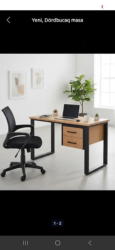 ofis perdeleri: Dördbucaqlı ofis masası - Minimalist və müasir dizayn: təbii ağac — 1