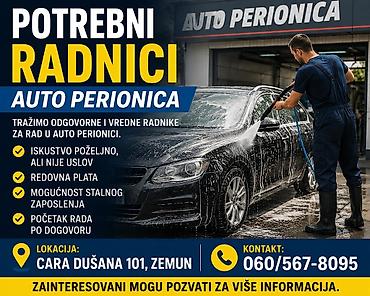 3000 dnevnica posao: Posao: Radnici za auto perionicu Opis: - Traže se odgovorni i vredni — 1