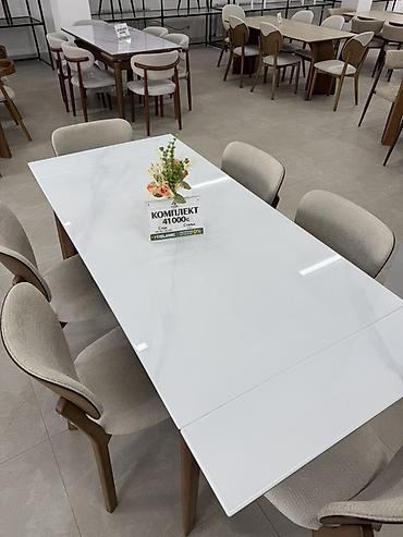 кухонные гарнитуры цены: Обеденный комплект: стол раздвижной 140-170-200/80 + 6 стульев - Стол — 5