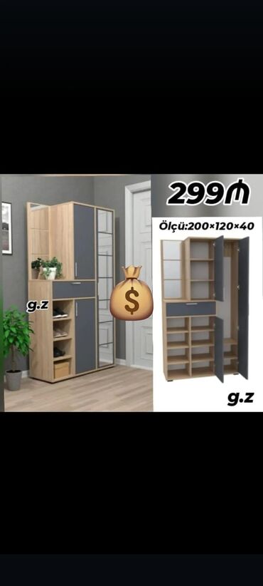 Masa və oturacaq dəstləri: Düz dolab, Dəhliz dolabı