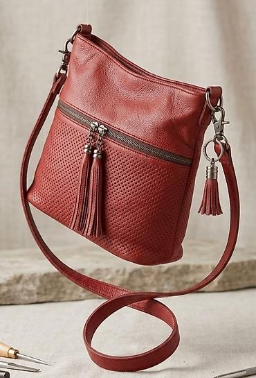 diesel bela torbica: Kožna crossbody torba – crvena - Materijal: meka, teksturirana — 1